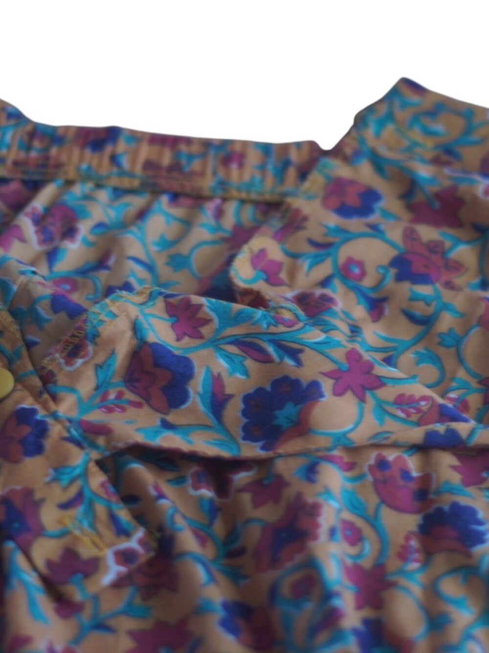 Vintage Yellow Pleated Skirt w/ Pockets Handsewn No Tag Buttons - Picture 4 of 8